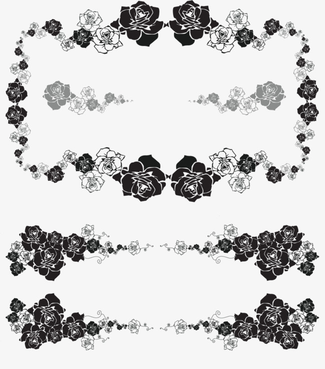 650x738 Vector Hand Painted Roses Border, Border Vector, Vector, Hand