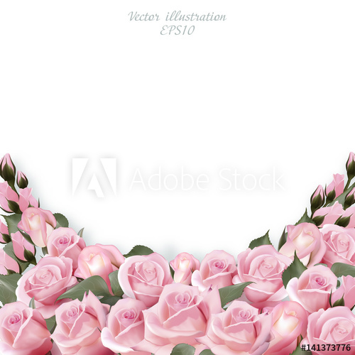 500x500 Vintage Greeting Card With Roses Border. Vector Illustration