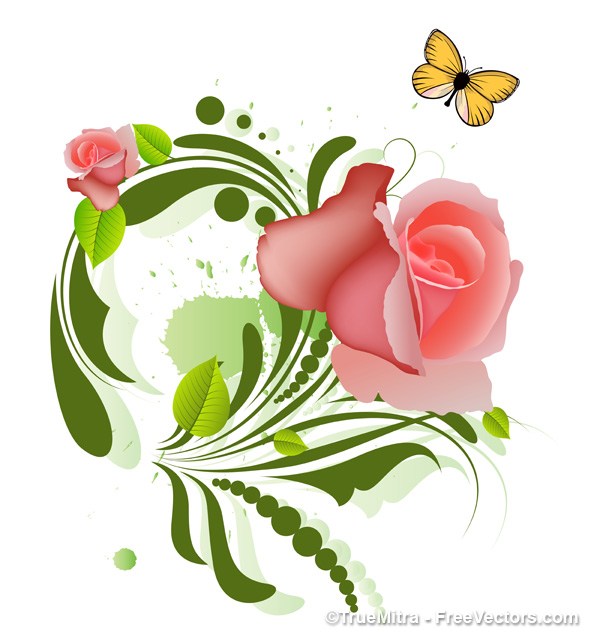 600x643 Download Free Decor Rose Floral Vector Illustration