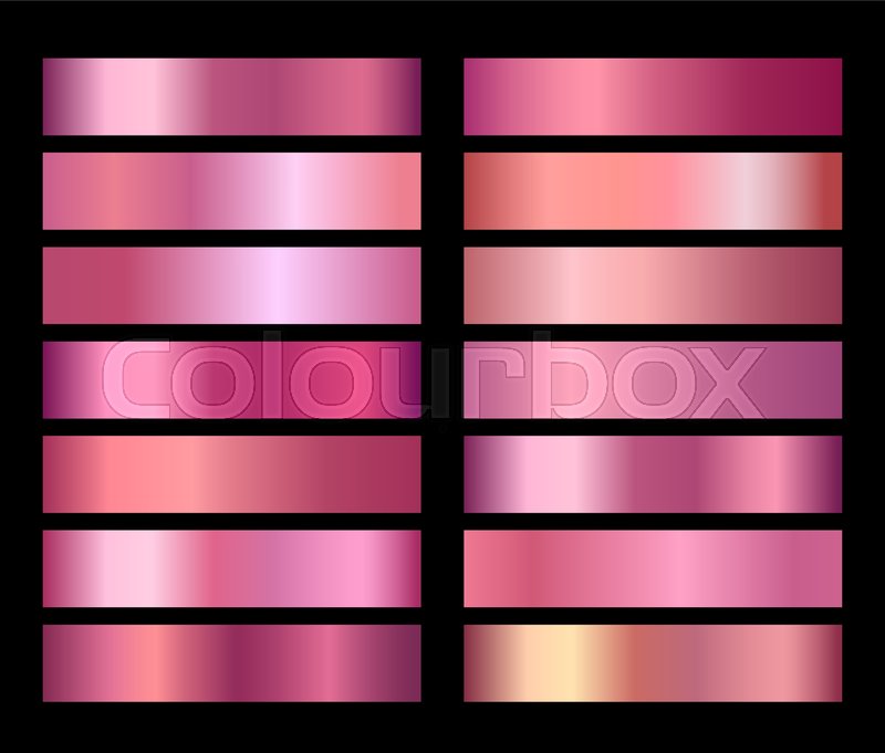 800x681 Rose Gold Vector Foil Texture Gradients Templates Set. Collection