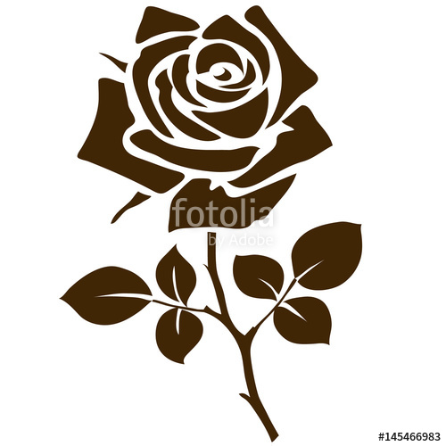 500x500 Rose Icon. Decorative Garden Flower Silhouette Isolated On White