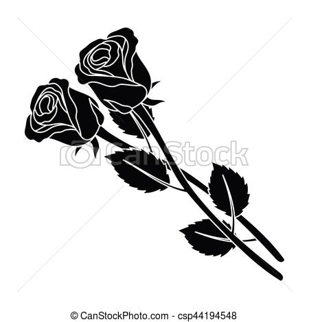 450x470 Two Roses Icon In Black Style Isolated On White Background