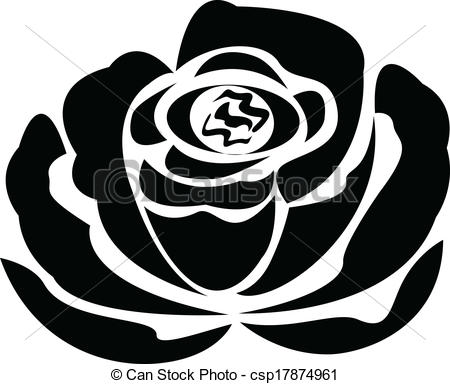 450x384 Vector Black Rose Silhouette Logo. Vector Black Rose Silhouette.