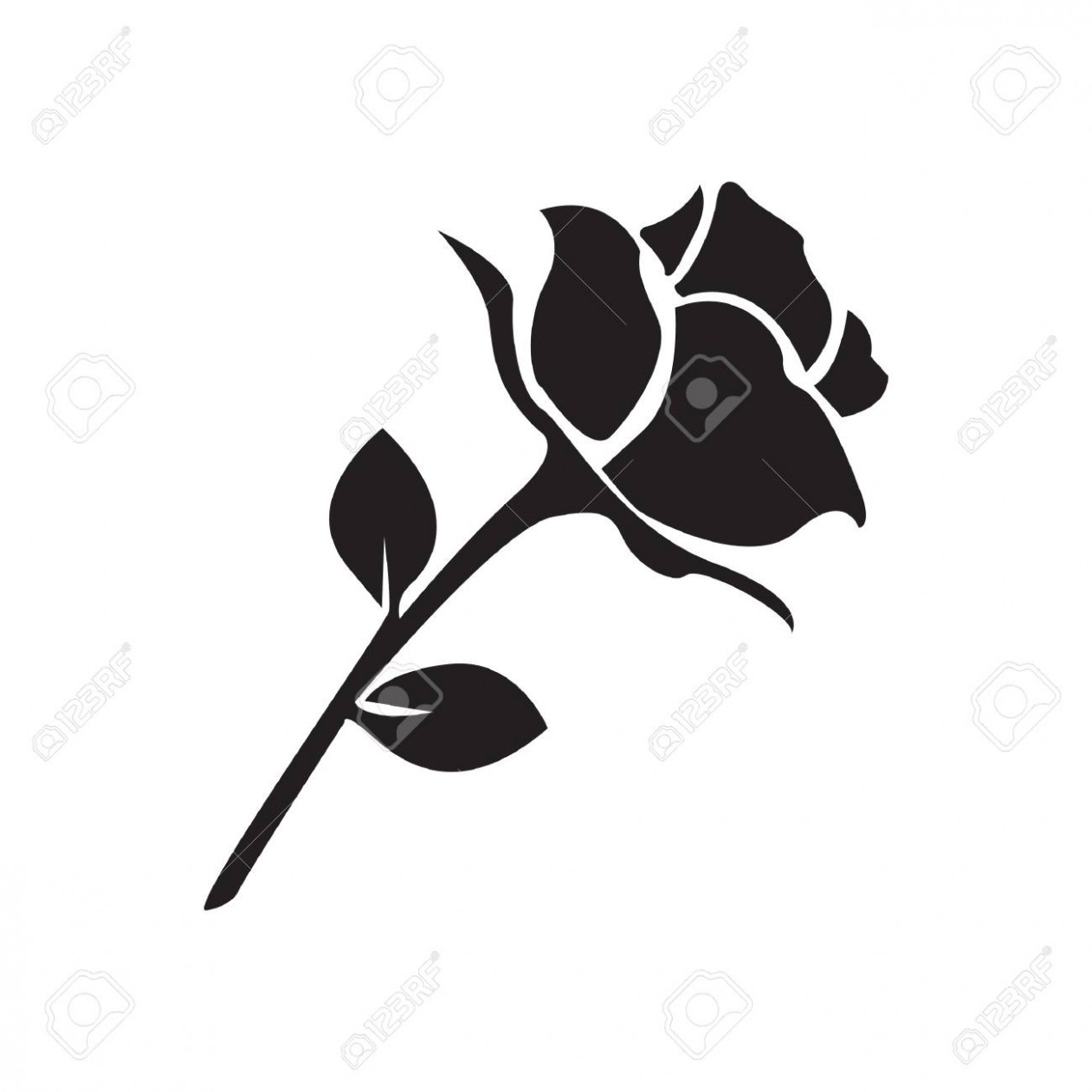 1261x1261 Simple Flat Black Rose Icon Vector Royalty Free Cliparts Vectors