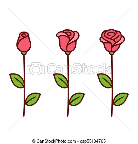450x470 Cartoon Rose Set. Cartoon Style Red Rose Icon Set. Three Stages Of