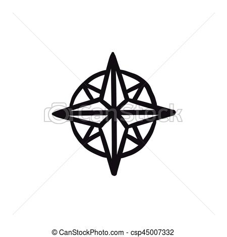 450x470 Compass Wind Rose Sketch Icon. Compass Wind Rose Vector Sketch