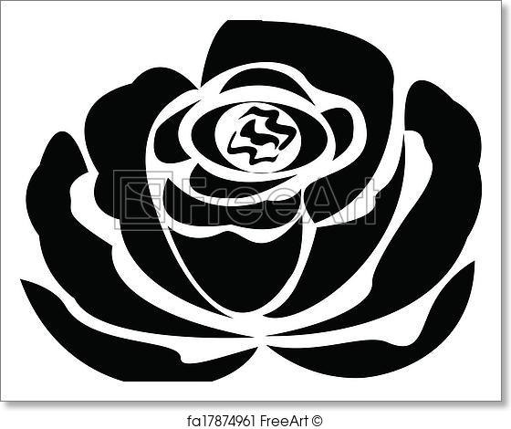 560x470 Free Art Print Of Vector Black Rose Silhouette Logo. Vector Black