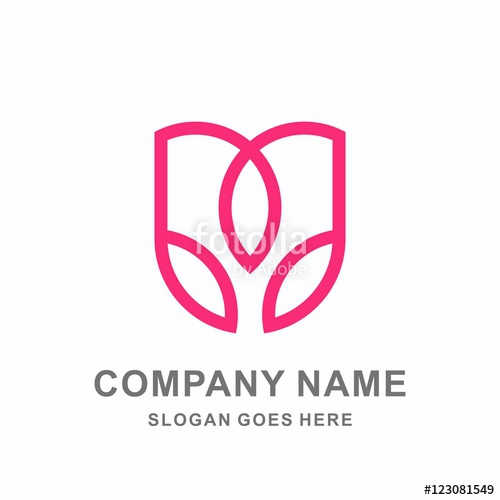 500x500 Geometric Rose Flower Outline Vector Logo Design Template Stock