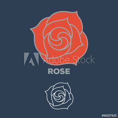 236x236 Minimalistic Rose Flower Icon Sign Company Logo Vector Design
