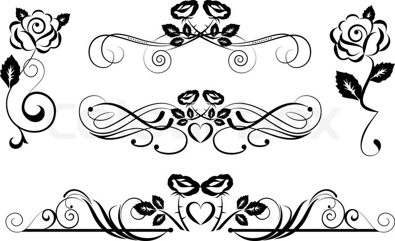 800x489 Ornamental Dividers With Rose Flowers Stock Vector Colourbox