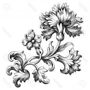 300x300 Photostock Vector Rose Peony Carnation Flower Vintage Baroque