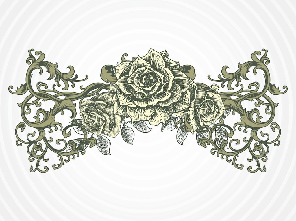 1024x765 Antique Rose Vector Vector Art Amp Graphics