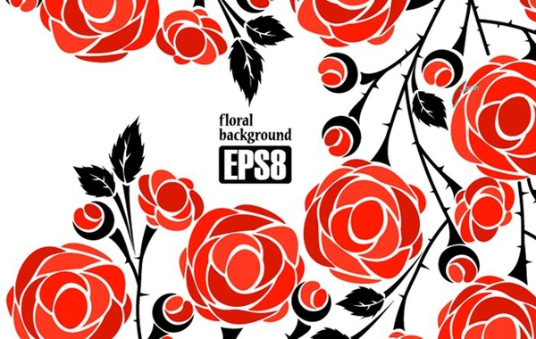 600x380 Red Roses Background Seamless Ornament Free Vector In Encapsulated