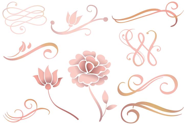 727x490 Rose Gold Ornaments Vectors