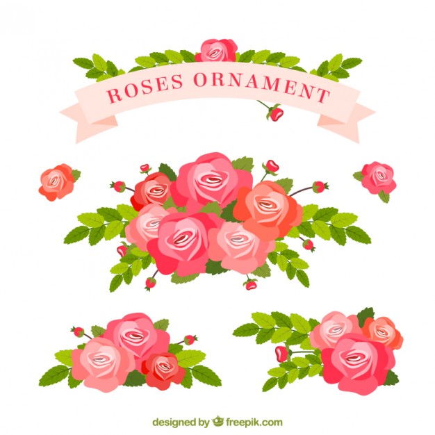 626x626 Roses Ornament Vector Premium Download