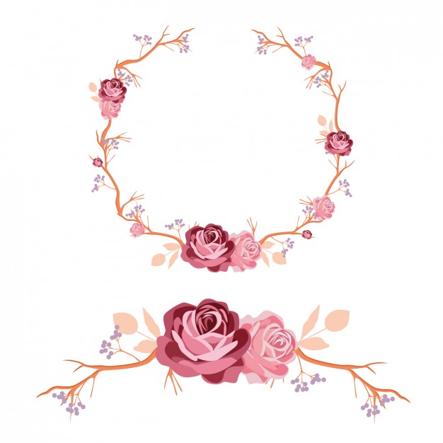 626x626 Roses Wreath And Ornament Design Vector Free Download