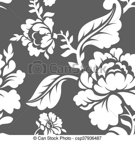 450x470 White Rose Seamless Pattern. Retro Floral Texture. Vintage Flora