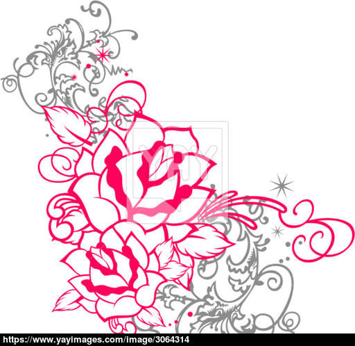 512x498 Fancy Rose With Spiral Ornament Vector