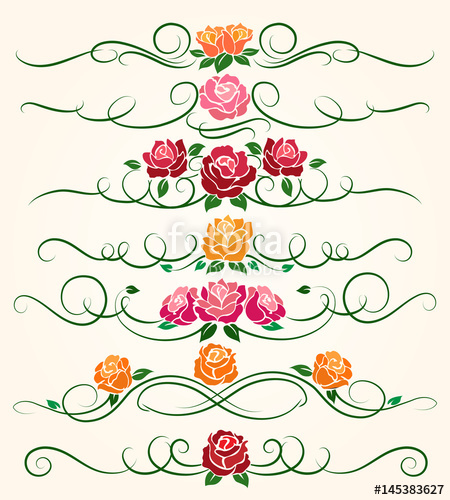 450x500 Decorative Flourish Borders And Rose Flower Dividers Calligraphic