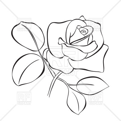 400x400 Outline Of Beautiful Rose Vector Image Vector Artwork Of Plants