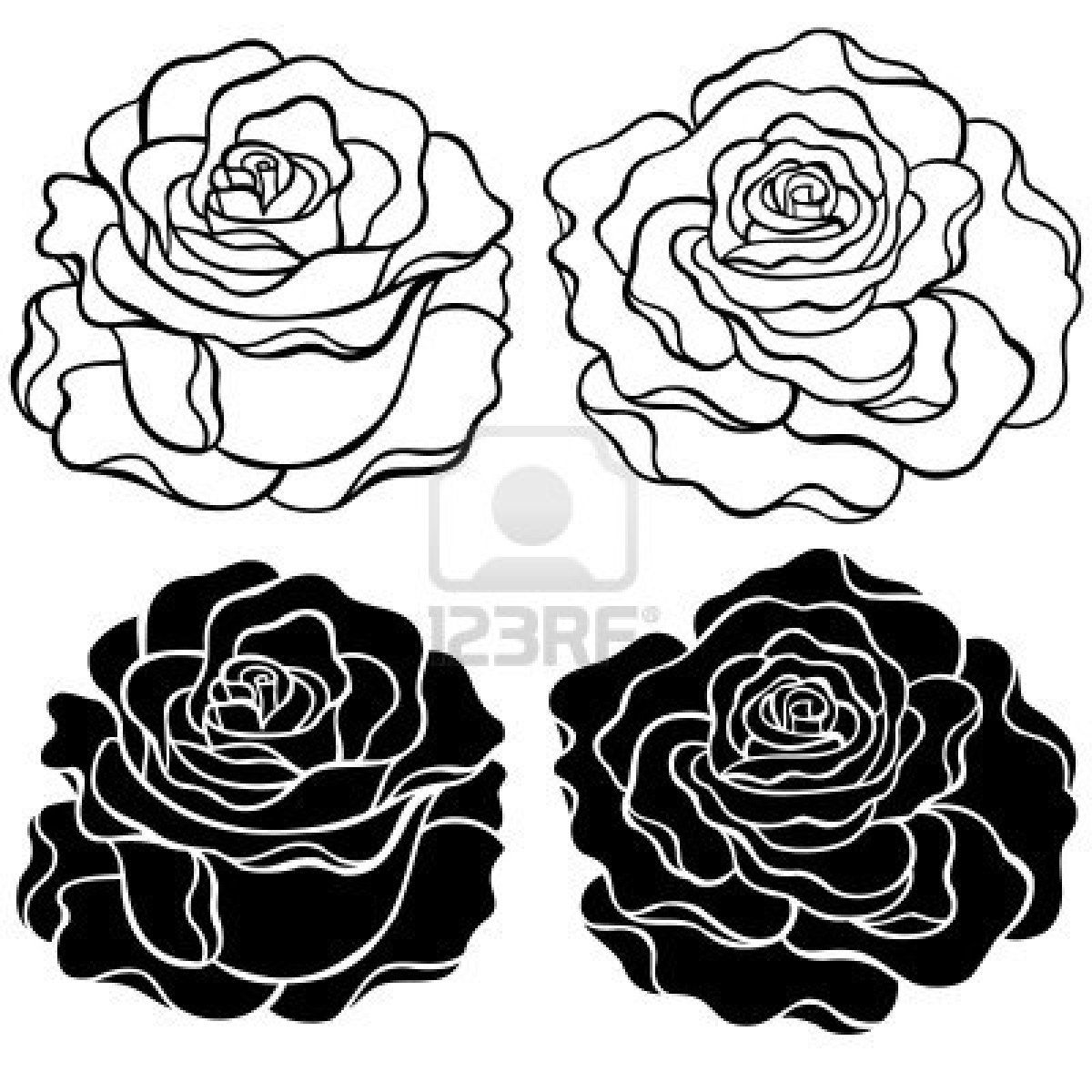 1200x1200 Roses Outlines And Silhouette Vector Illustration Cameo