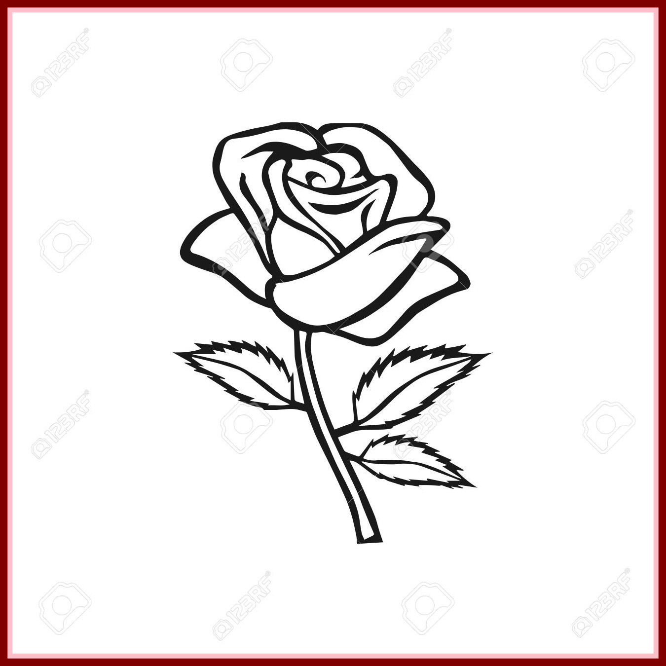 1350x1350 Stunning Rose Sketch Motif Flower Design Elements Vector