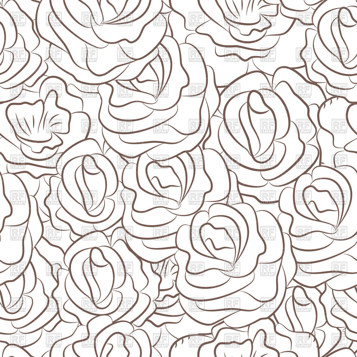 1200x1200 Roses Flowers Outlines Seamless Pattern Vector Image Vector