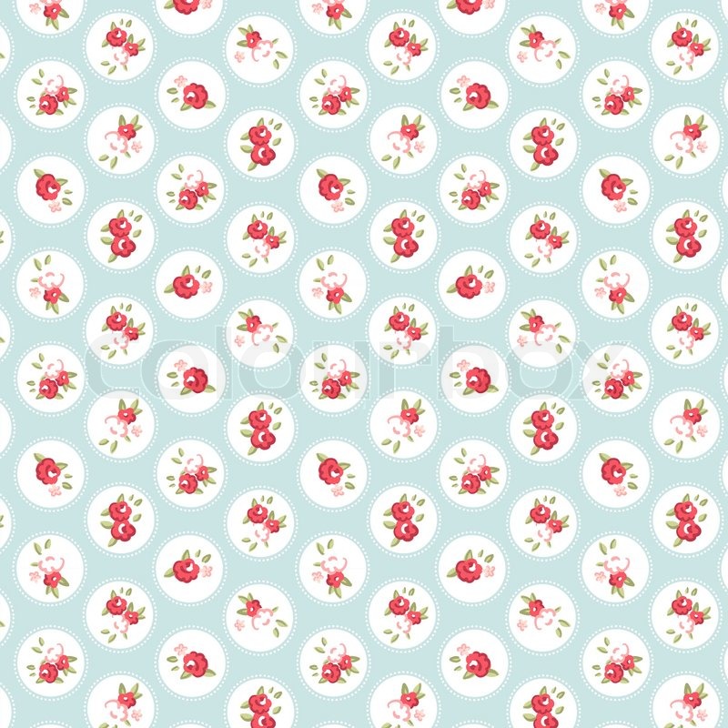 800x800 Beautiful Seamless Rose Pattern With Blue Background, Vector