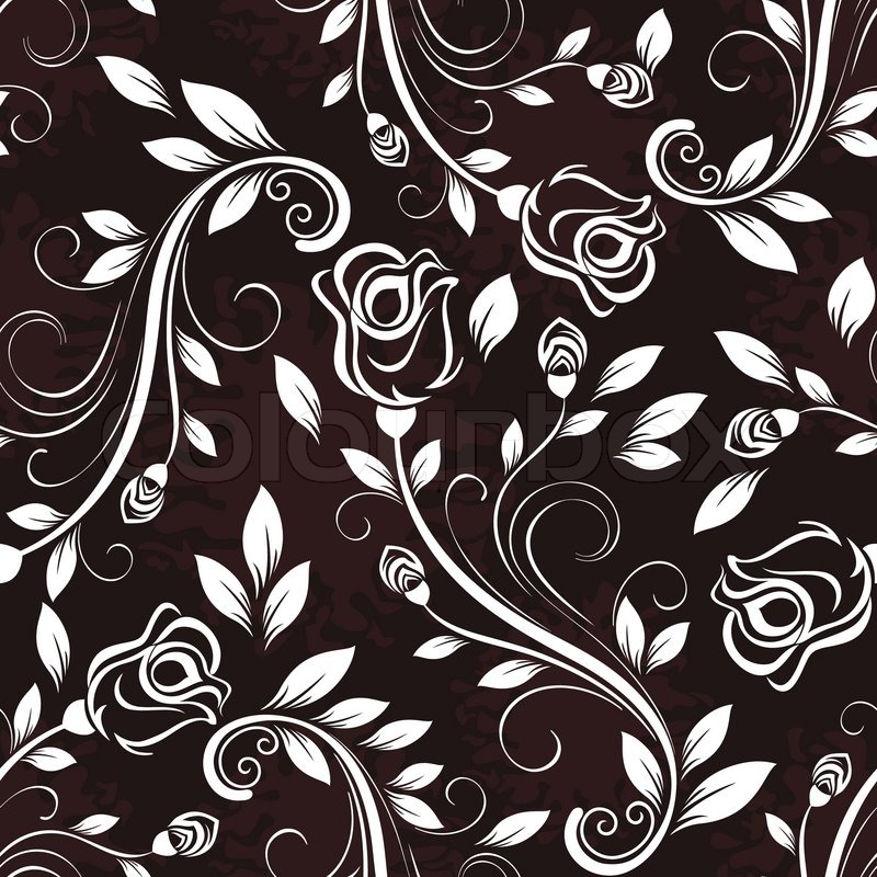800x800 Seamless Dark Rose Floral Vintage Vector Pattern. Stock Vector