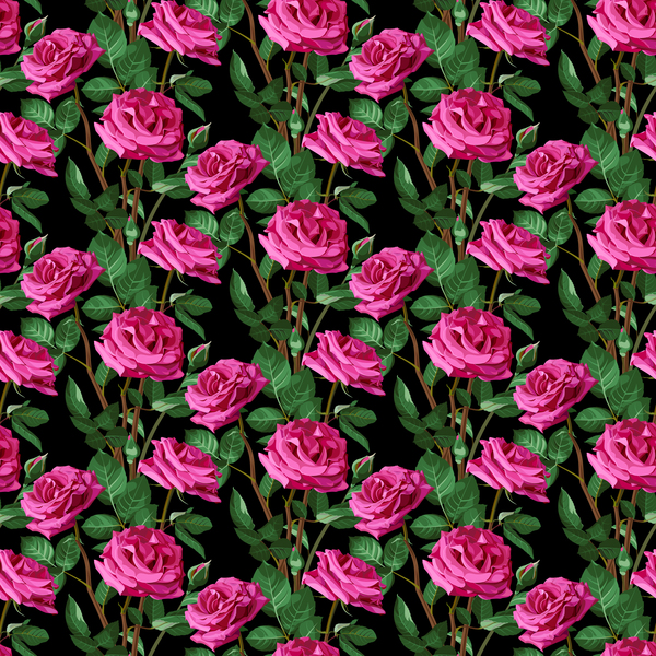 600x600 Seamless Rose Pattern Vector Material 02 Free Download