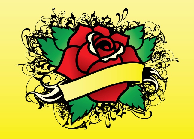 646x461 Rose Tattoo Vector Vector Free Download