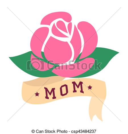 450x470 Rose Tattoo With Ribbon And Word Mom Vector. Traditional American