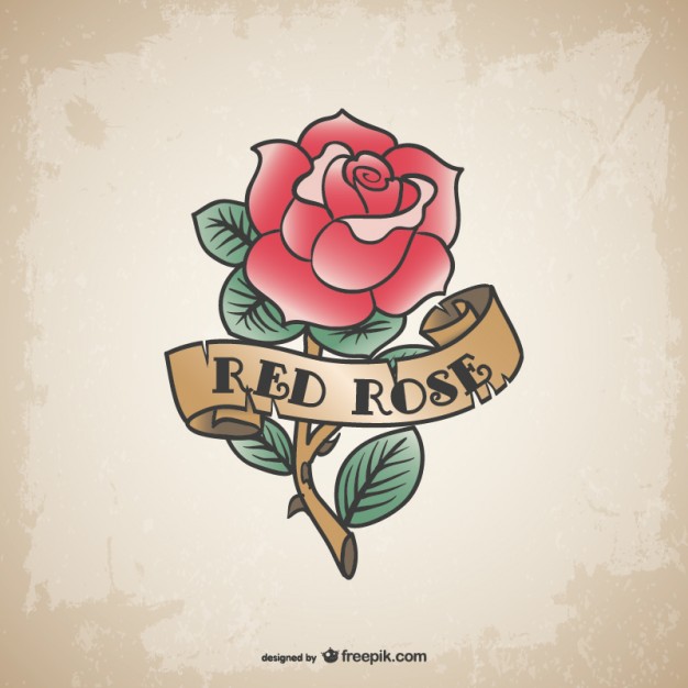 626x626 Vintage Red Rose Tattoo Vector Free Download