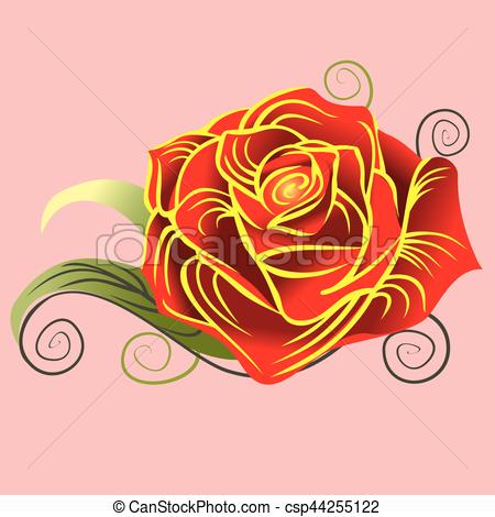 450x470 Rose In Vector. Red Rose. Vector Illustration.
