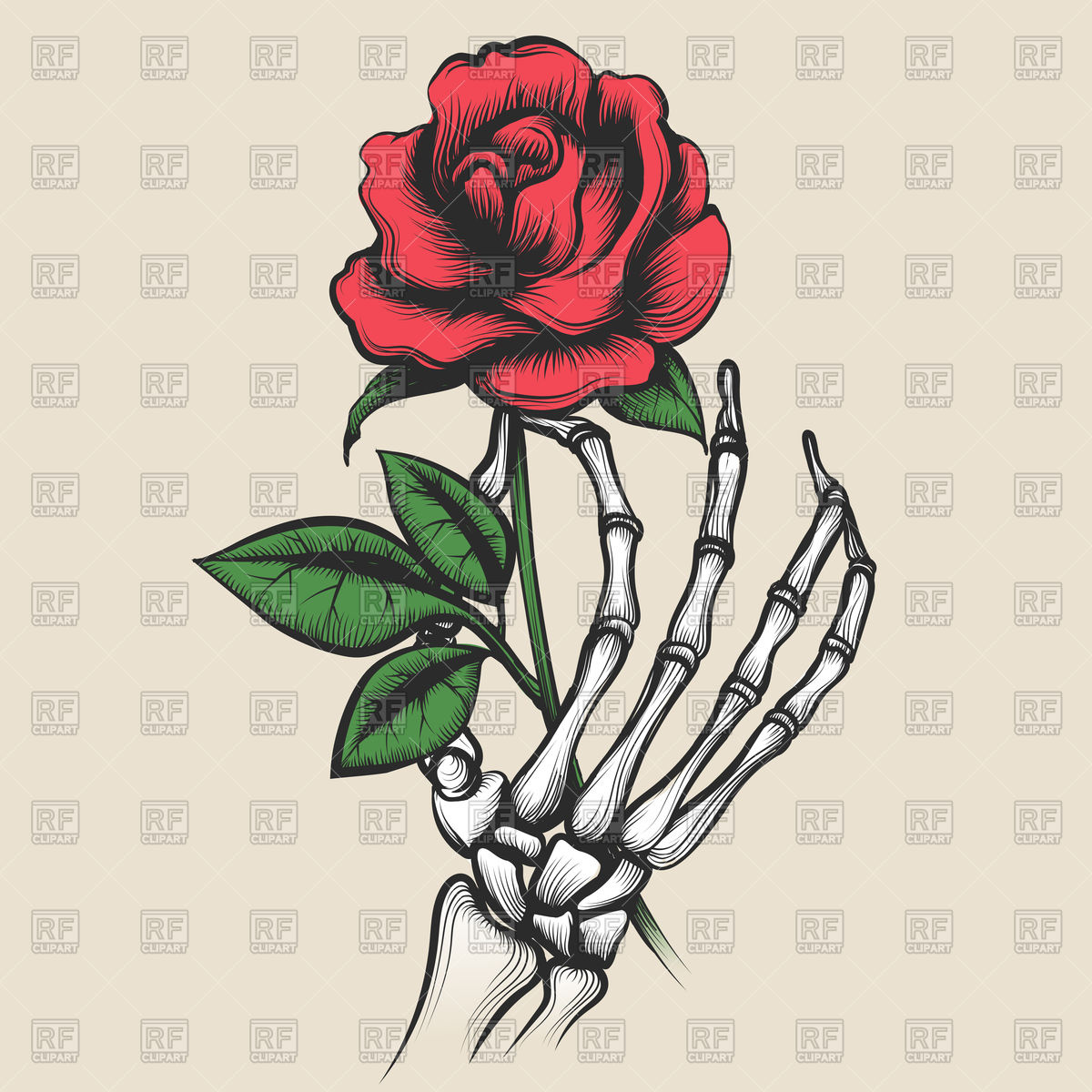1200x1200 Skeleton Hand With Rose Vector Image Vector Artwork Of Plants