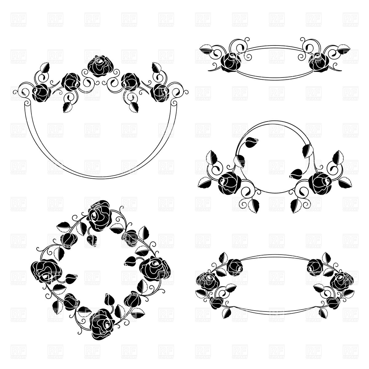 1200x1200 Ornate Floral Art Nouveau Frames With Roses Vector Image Vector