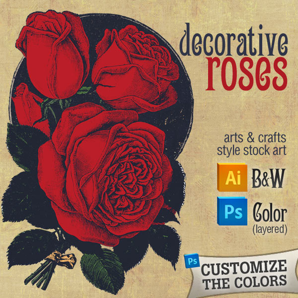 600x600 Vector Art Roses Arts Amp Crafts Style Rose Graphic Vintage Vectors