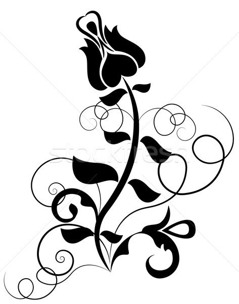 473x600 Abstract Black And White Rose Vector Shape. Vector Illustration