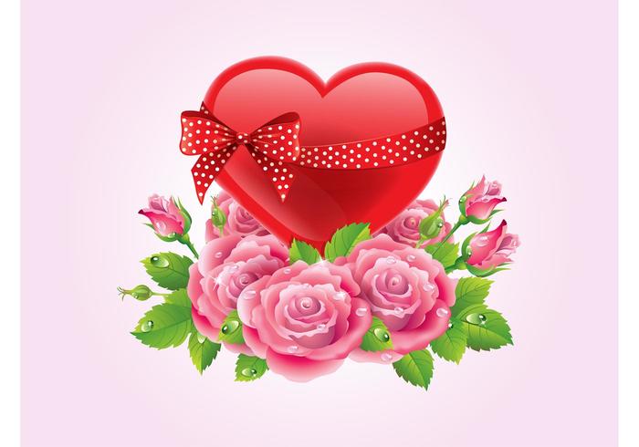 700x490 Hearts And Roses Vector