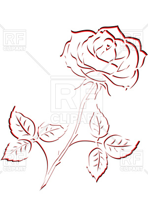300x400 Red Outline Of Single Rose Vector Image Vector Artwork Of Plants