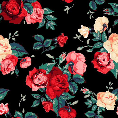 500x500 Vintage Roses Vector Seamless Pattern 02 Free Download