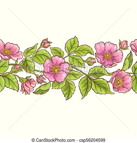 450x470 Wild Rose Vector Pattern On White Background.