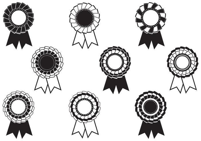 700x490 Black And White Rosette Award Vector Pack