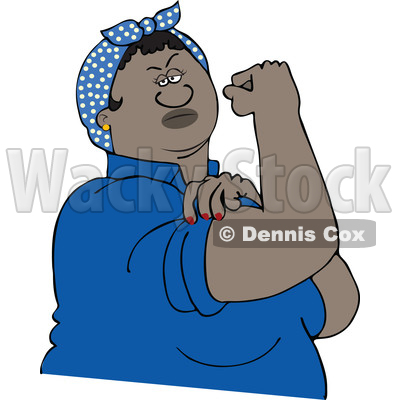 400x400 Clipart Of A Cartoon Strong Black Rosie The Riveter Flexing Her