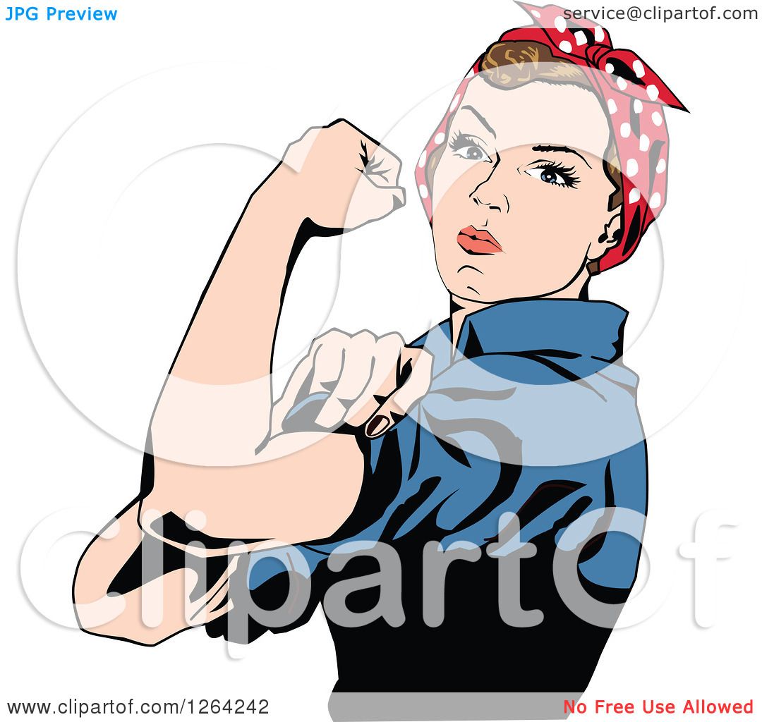 1080x1024 Clipart Of A Rosie The Riveter Flexing And Facing Left