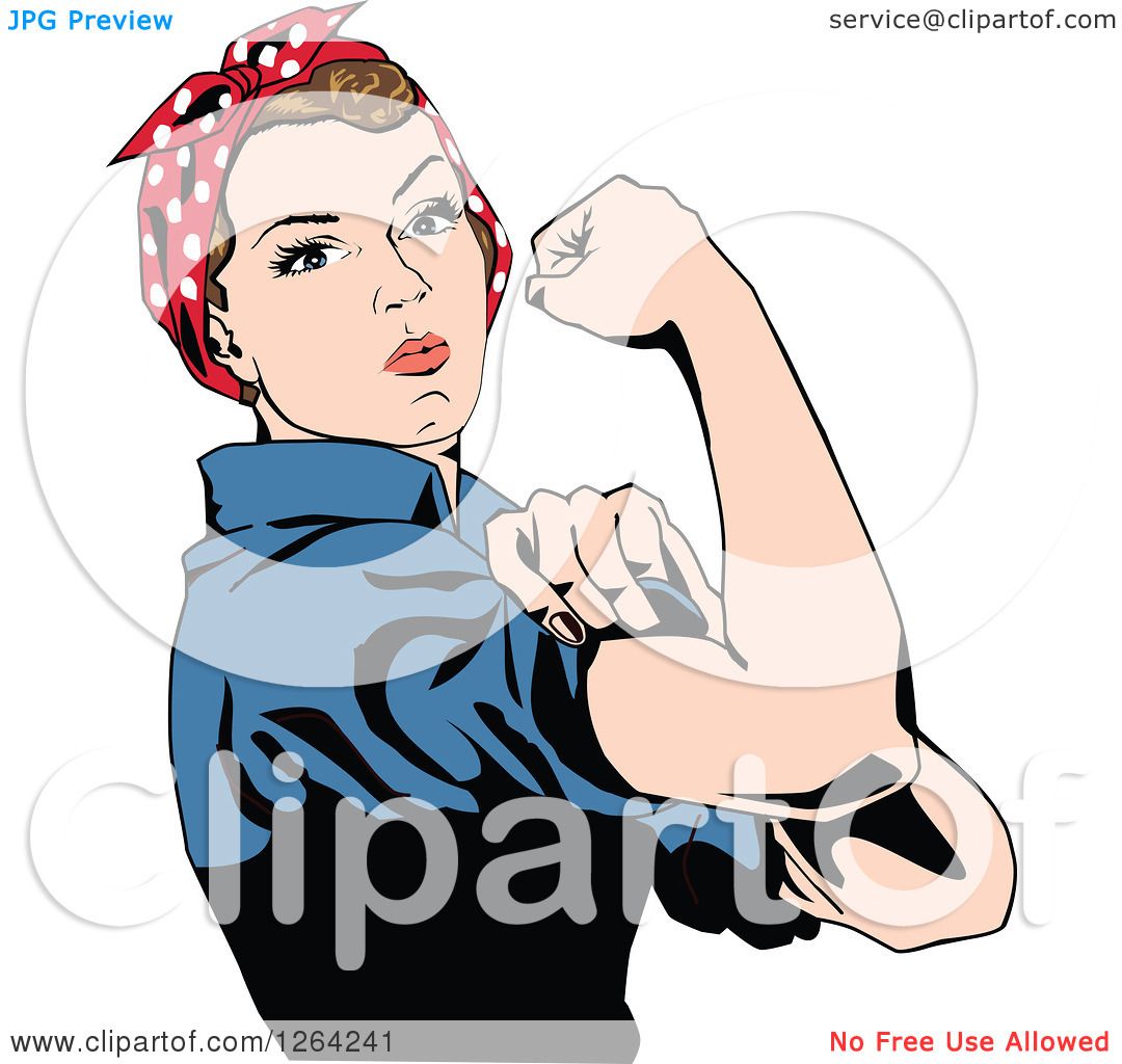 1080x1024 Clipart Of A Rosie The Riveter Flexing And Facing Right