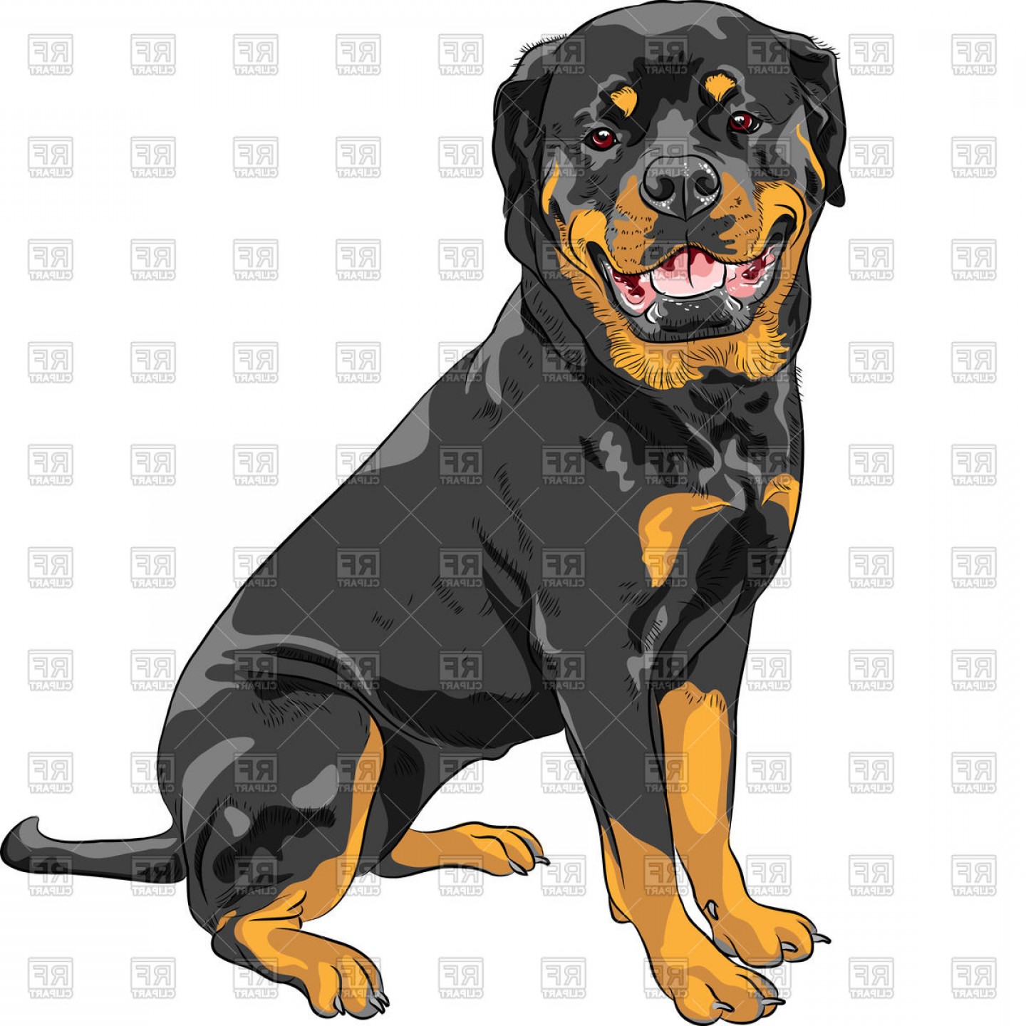 1440x1440 Sitting Dog Of Rottweiler Breed Vector Clipart Shopatcloth