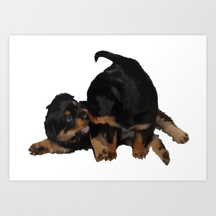 700x700 Rottweiler Puppies Playing Vector Isolated Art Print By Taiche