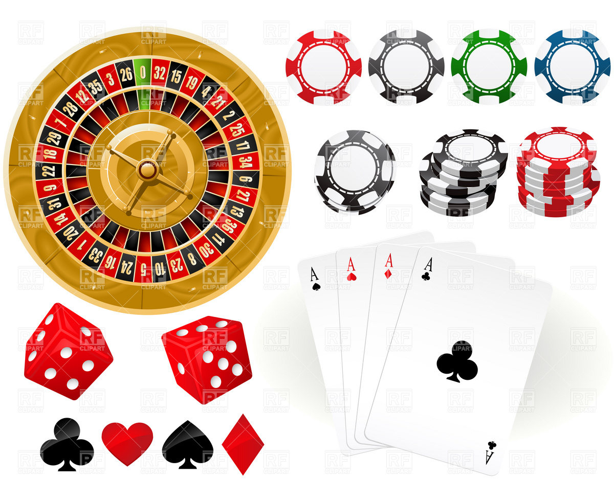1200x982 Playing Cards, Roulette Wheel And Gambling Chips Vector Image