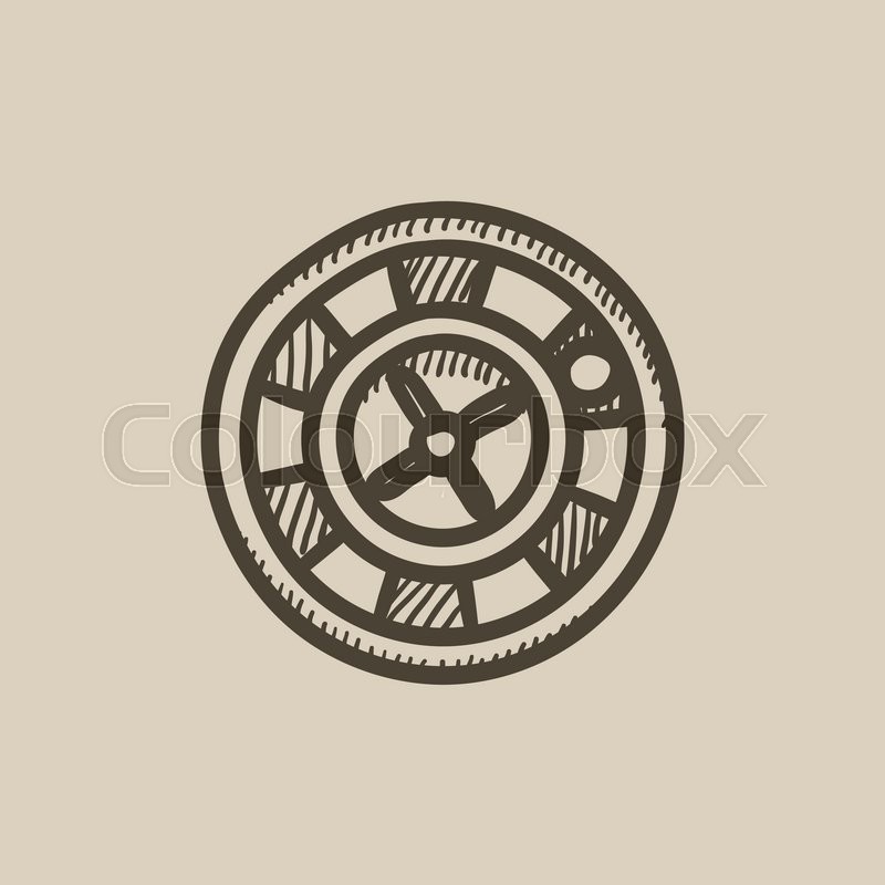 800x800 Roulette Wheel Vector Sketch Icon Isolated On Background. Hand